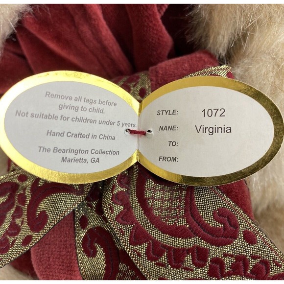 The Bearington Collection  "Virginia Bear" #1072 -Limited Collectible Series - Picture 14 of 15